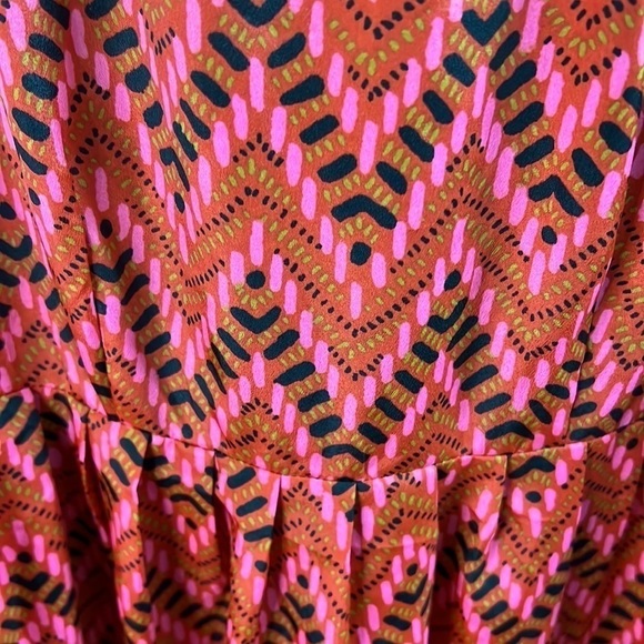 𝅺JACK Pink Red Geometric Sleeveless Keyhold back Skater Dress  Size: Small - Picture 5 of 14